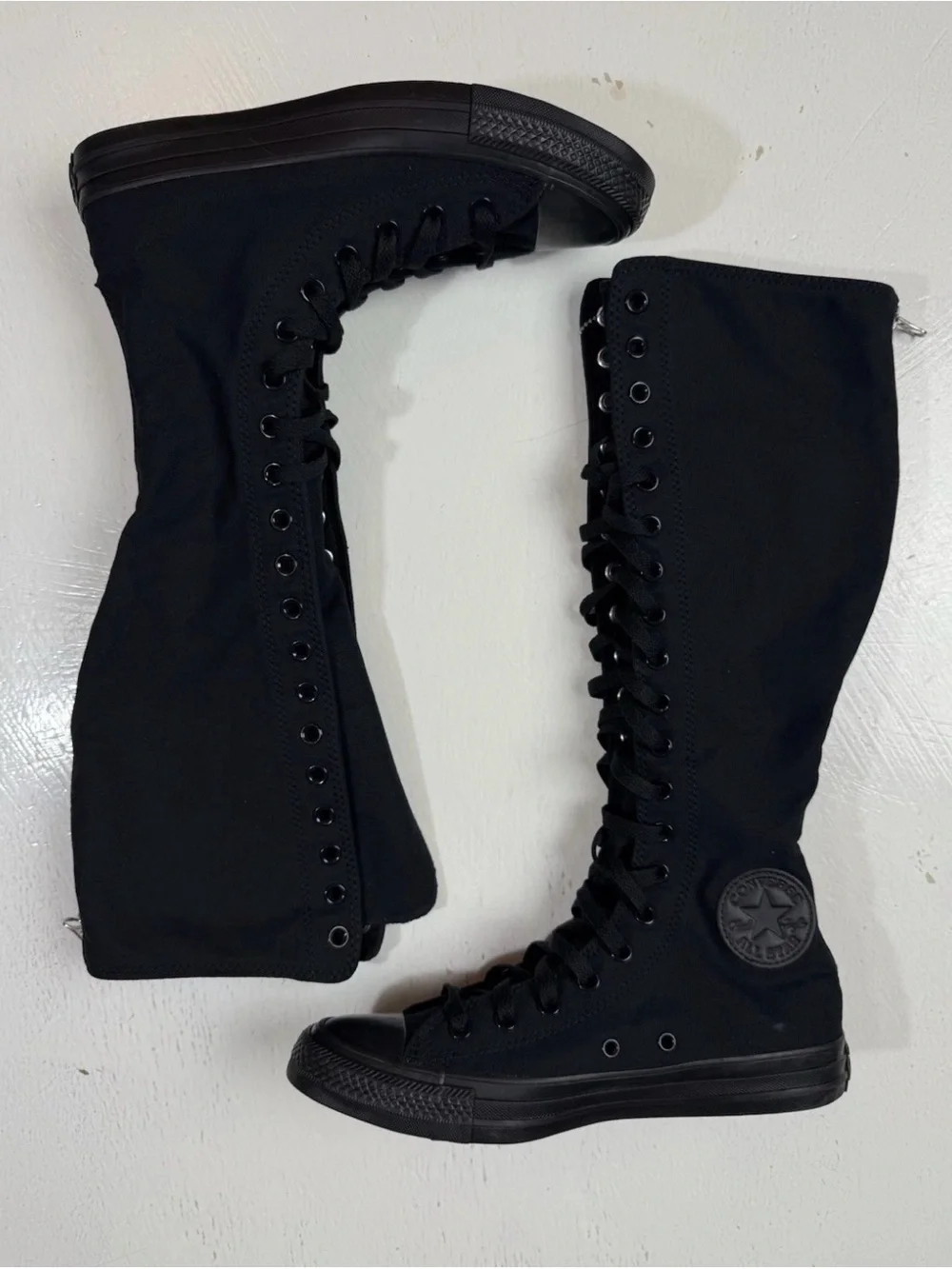 Converse Chuck Taylor All Star XX Hi Knee High Black Canvas Lace-Up Boots15W/13M
